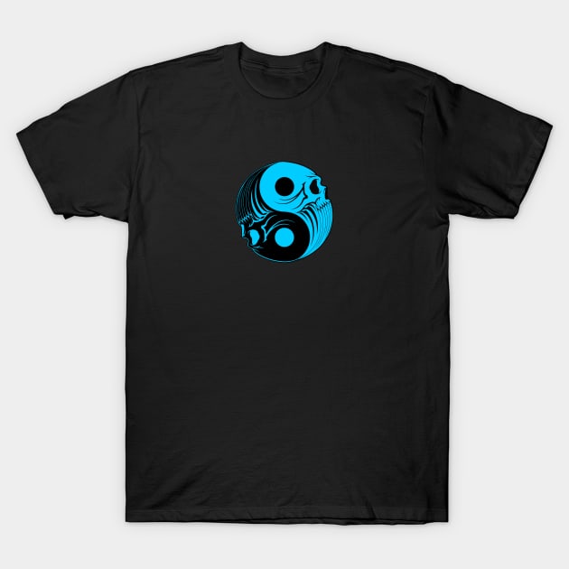 Blue and Black Yin Yang Skulls T-Shirt by jeffbartels